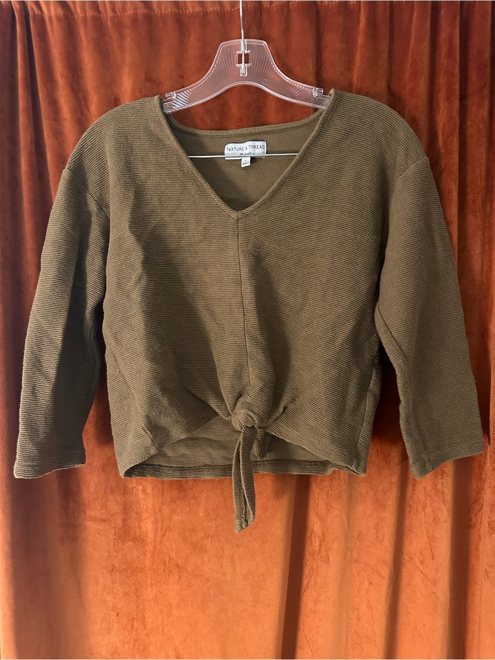 Madewell v-Neck Tie-Front Sweater texture and thread size small